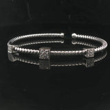 18k White Gold and Diamond Station Flex Cuff Bracelet 6.5"