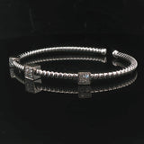 18k White Gold and Diamond Station Flex Cuff Bracelet 6.5"