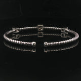 18k White Gold and Diamond Station Flex Cuff Bracelet 6.5"