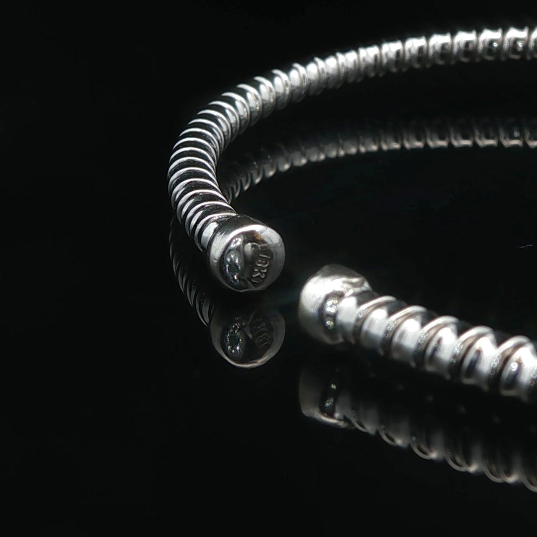 18k White Gold and Diamond Station Flex Cuff Bracelet 6.5"