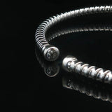 18k White Gold and Diamond Station Flex Cuff Bracelet 6.5"