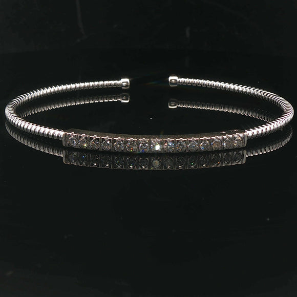 14k White Gold and 0.45cttw Diamond Flex Cuff Bracelet 7