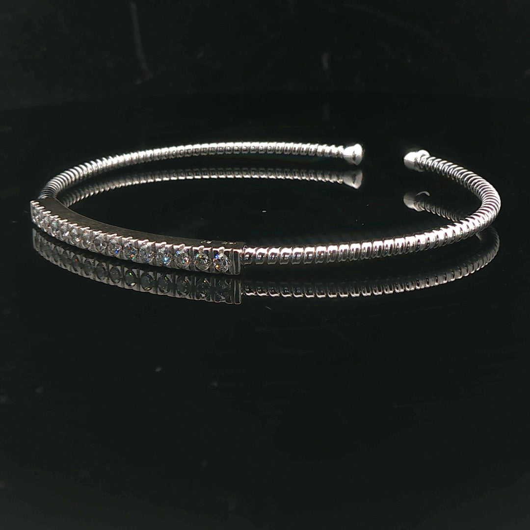 14k White Gold and 0.45cttw Diamond Flex Cuff Bracelet 7"