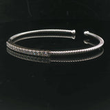 14k White Gold and 0.45cttw Diamond Flex Cuff Bracelet 7"