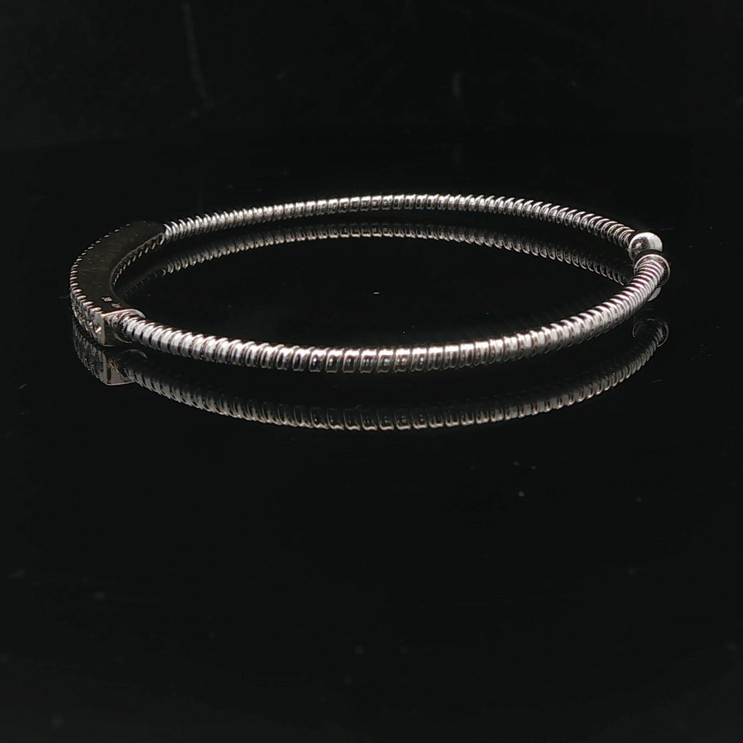 14k White Gold and 0.45cttw Diamond Flex Cuff Bracelet 7"