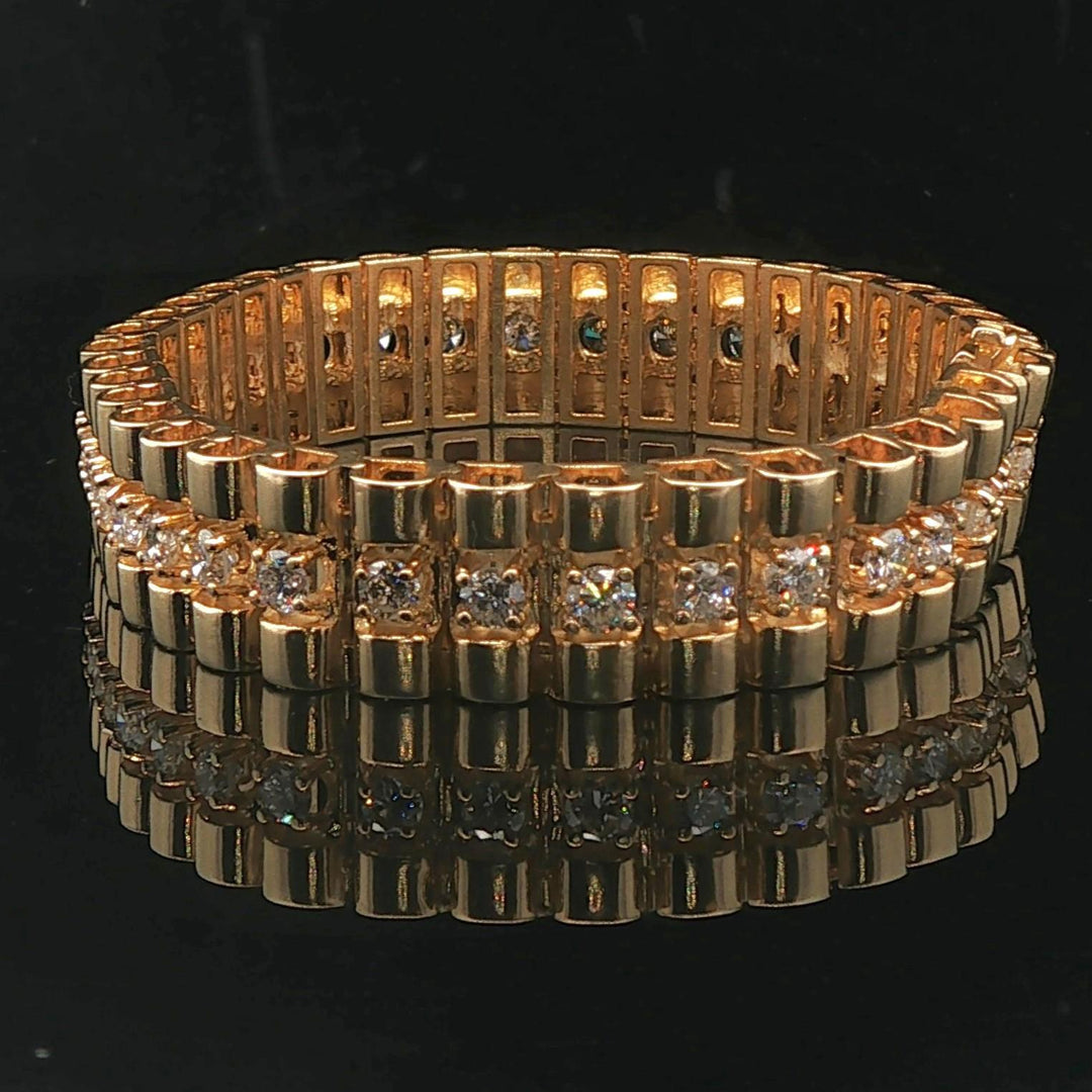 14k Yellow Gold 36g Heavy Ladies 4cttw Diamond Bar Link Bracelet 7"