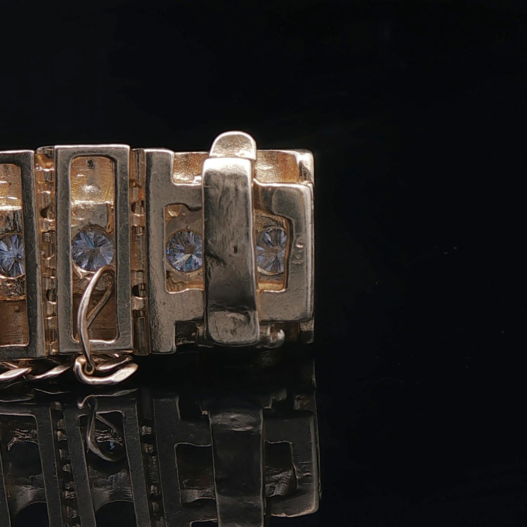 14k Yellow Gold 36g Heavy Ladies 4cttw Diamond Bar Link Bracelet 7"