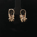 14k Yellow and White Gold Diamond Greek Key Huggie Earrings