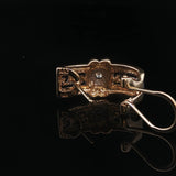 14k Yellow and White Gold Diamond Greek Key Huggie Earrings