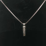 14k White Gold and 0.50cttw Diamond Solid Franco Link Bar Pendant Necklace 18"