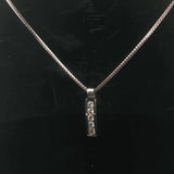 14k White Gold and 0.50cttw Diamond Solid Franco Link Bar Pendant Necklace 18"