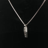 14k White Gold and 0.50cttw Diamond Solid Franco Link Bar Pendant Necklace 18"