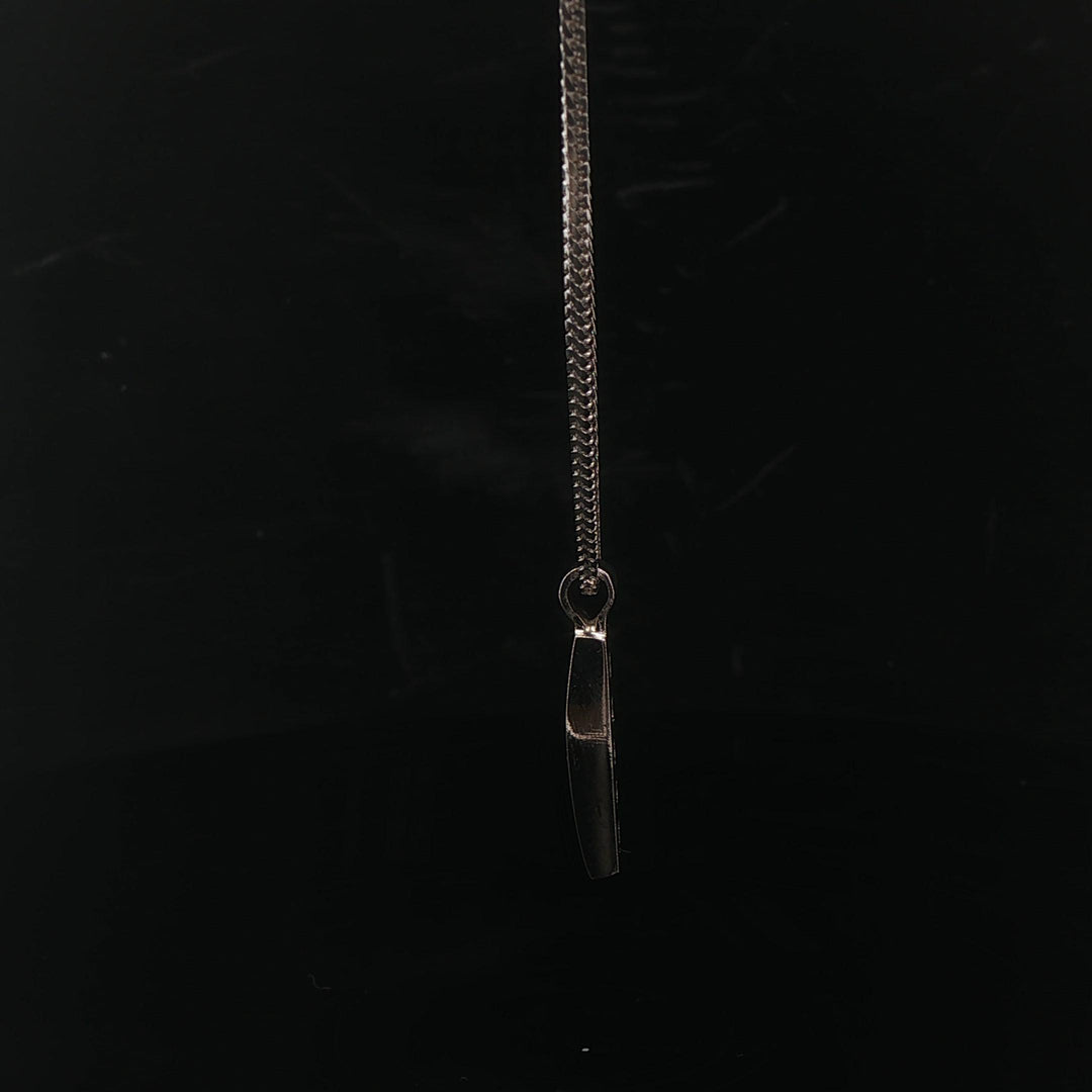 14k White Gold and 0.50cttw Diamond Solid Franco Link Bar Pendant Necklace 18"