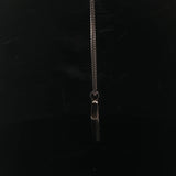14k White Gold and 0.50cttw Diamond Solid Franco Link Bar Pendant Necklace 18"
