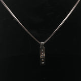 14k White Gold and 0.50cttw Diamond Solid Franco Link Bar Pendant Necklace 18"