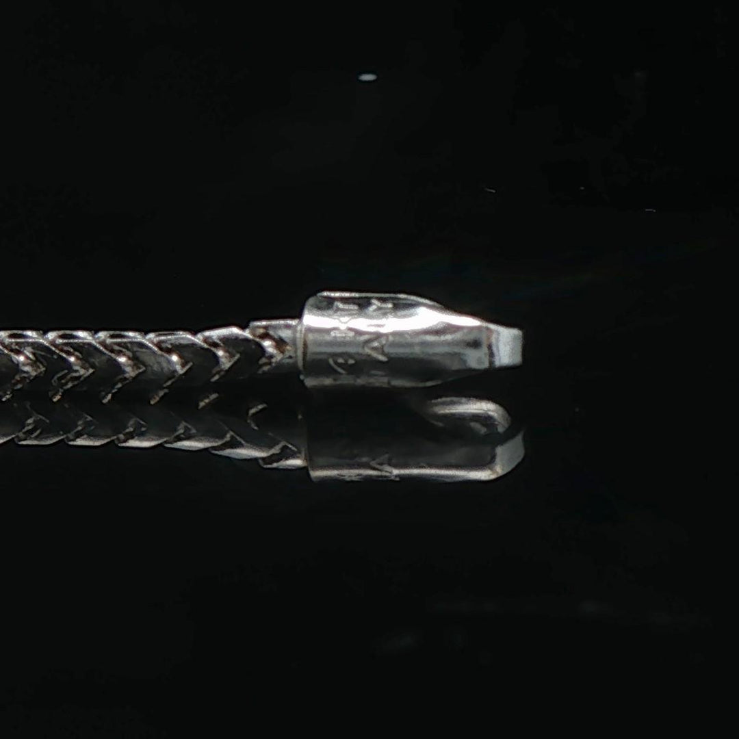 14k White Gold and 0.50cttw Diamond Solid Franco Link Bar Pendant Necklace 18"