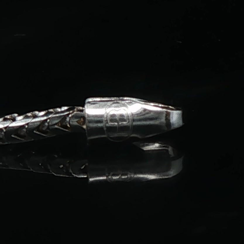 14k White Gold and 0.50cttw Diamond Solid Franco Link Bar Pendant Necklace 18"