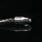 14k White Gold and 0.50cttw Diamond Solid Franco Link Bar Pendant Necklace 18"