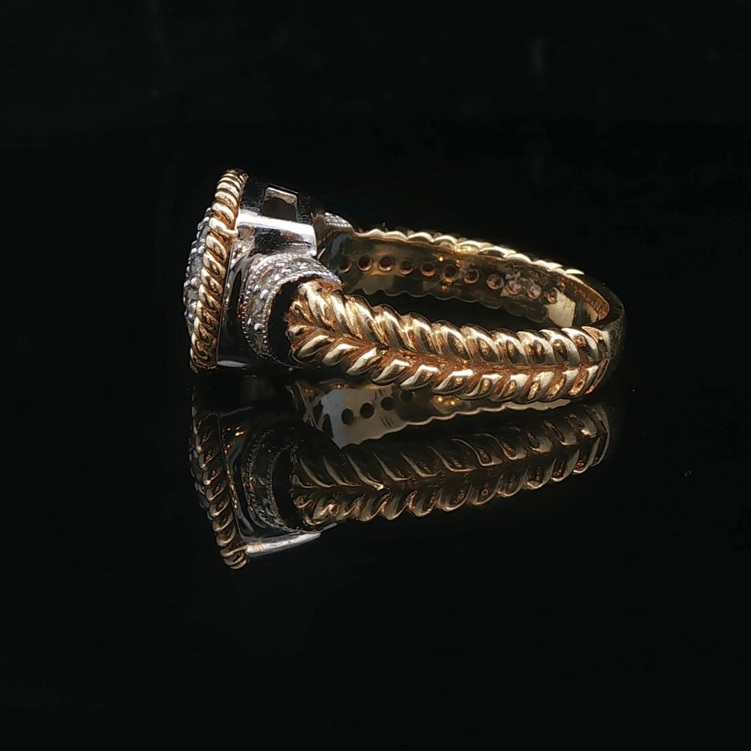 14k Yellow and White Gold Diamond Ladies Cluster Ring Size 6.75