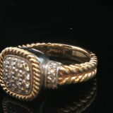 14k Yellow and White Gold Diamond Ladies Cluster Ring Size 6.75