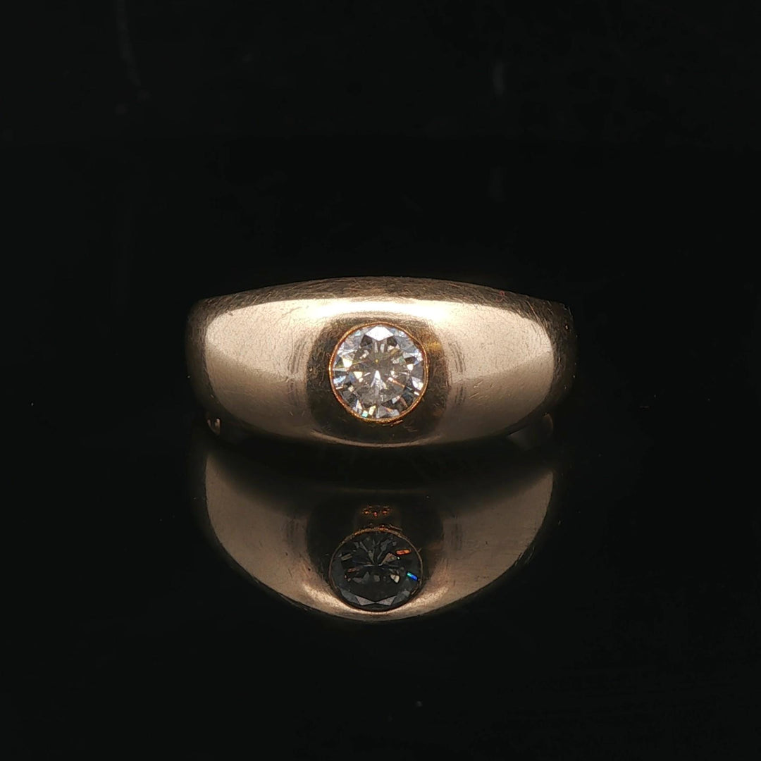 14k Yellow Gold and 0.35ct Flush Set Diamond Men's Solitaire Ring Size 10
