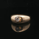 14k Yellow Gold and 0.35ct Flush Set Diamond Men's Solitaire Ring Size 10