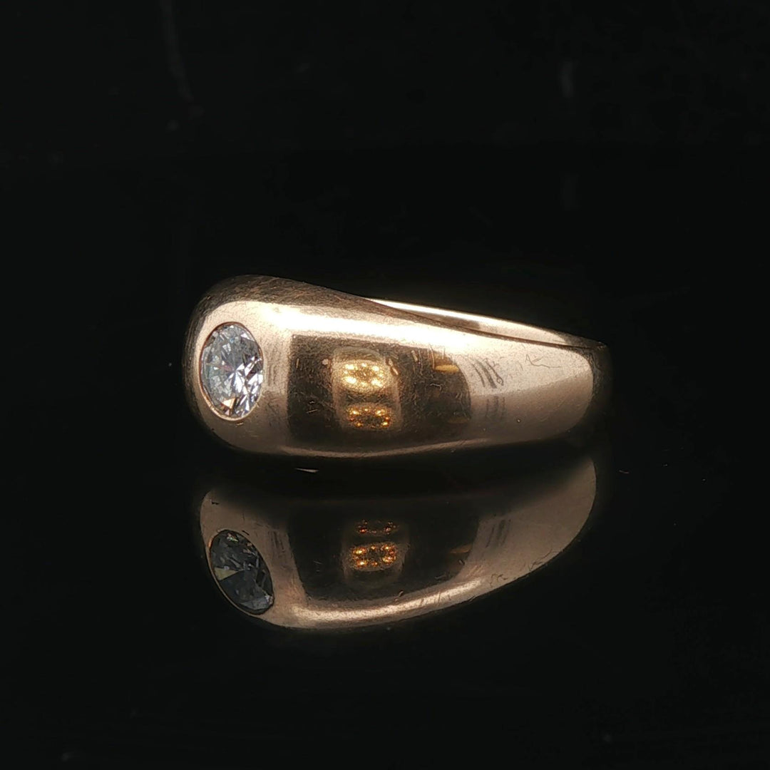 14k Yellow Gold and 0.35ct Flush Set Diamond Men's Solitaire Ring Size 10