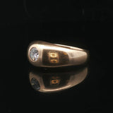 14k Yellow Gold and 0.35ct Flush Set Diamond Men's Solitaire Ring Size 10