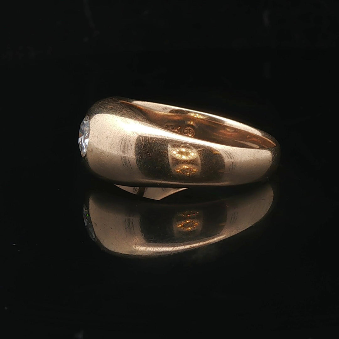 14k Yellow Gold and 0.35ct Flush Set Diamond Men's Solitaire Ring Size 10