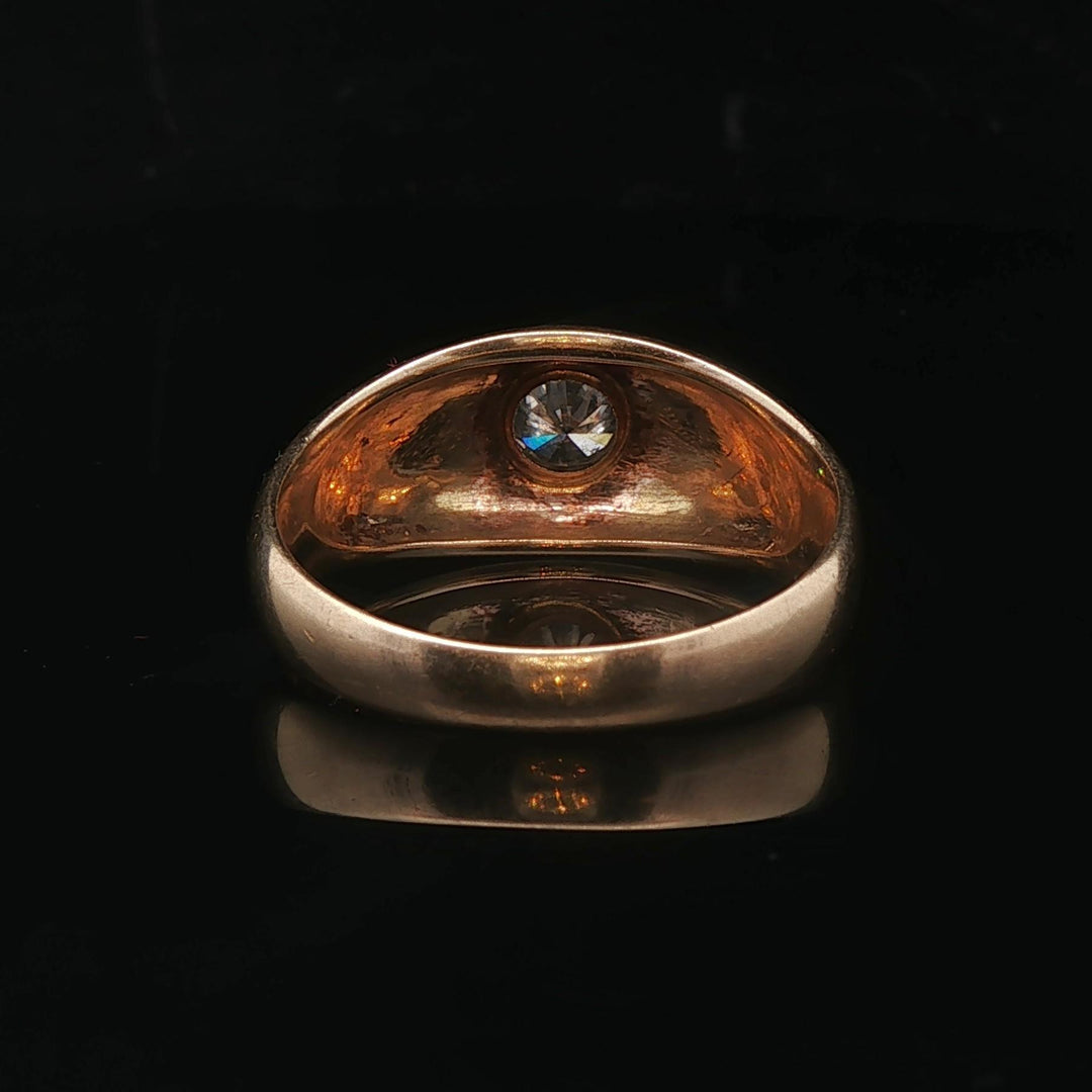 14k Yellow Gold and 0.35ct Flush Set Diamond Men's Solitaire Ring Size 10