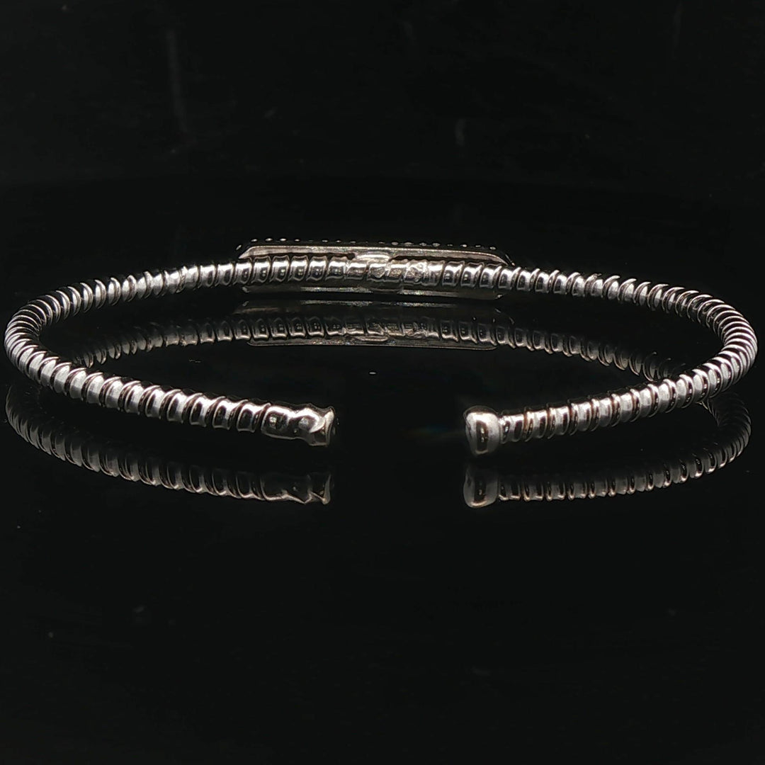 18k White Gold and 1cttw Diamond 12.3g Flex Cuff Bracelet 6.75"