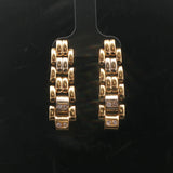 18k Yellow Gold and Diamond 14g Solid Articulated Drop Dangle Earrings 1.4"