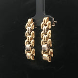18k Yellow Gold and Diamond 14g Solid Articulated Drop Dangle Earrings 1.4"