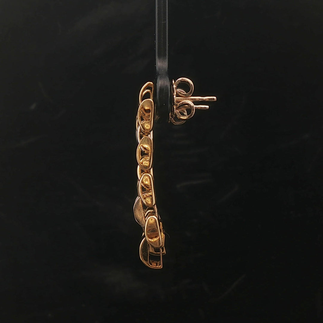 18k Yellow Gold and Diamond 14g Solid Articulated Drop Dangle Earrings 1.4"