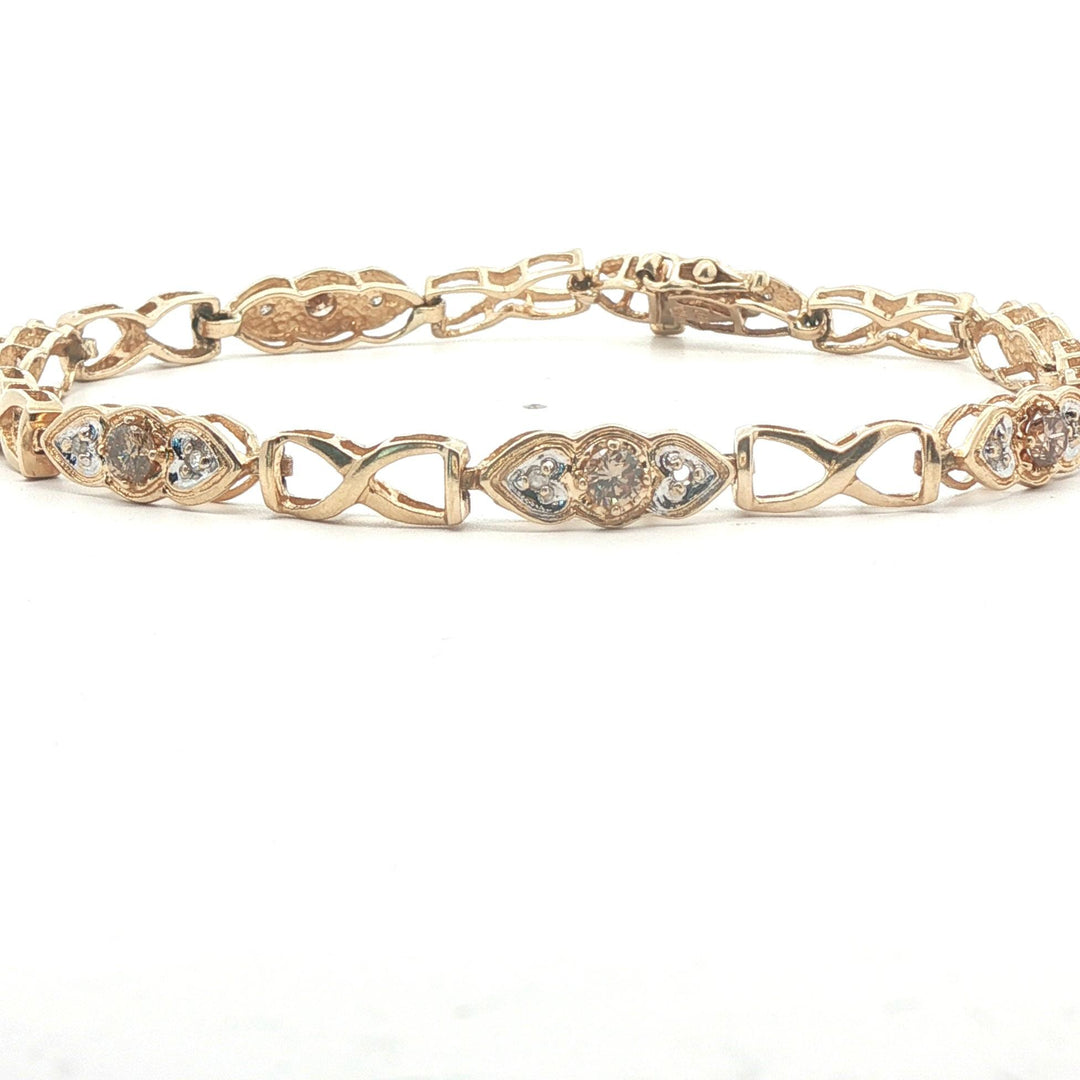 14k Yellow Gold 1cttw Chocolate and White Diamond Link Bracelet 7"