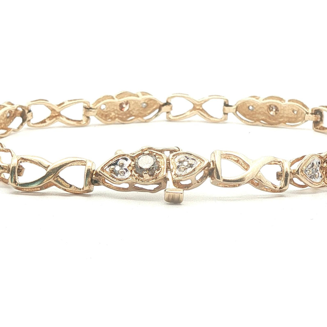 14k Yellow Gold 1cttw Chocolate and White Diamond Link Bracelet 7"