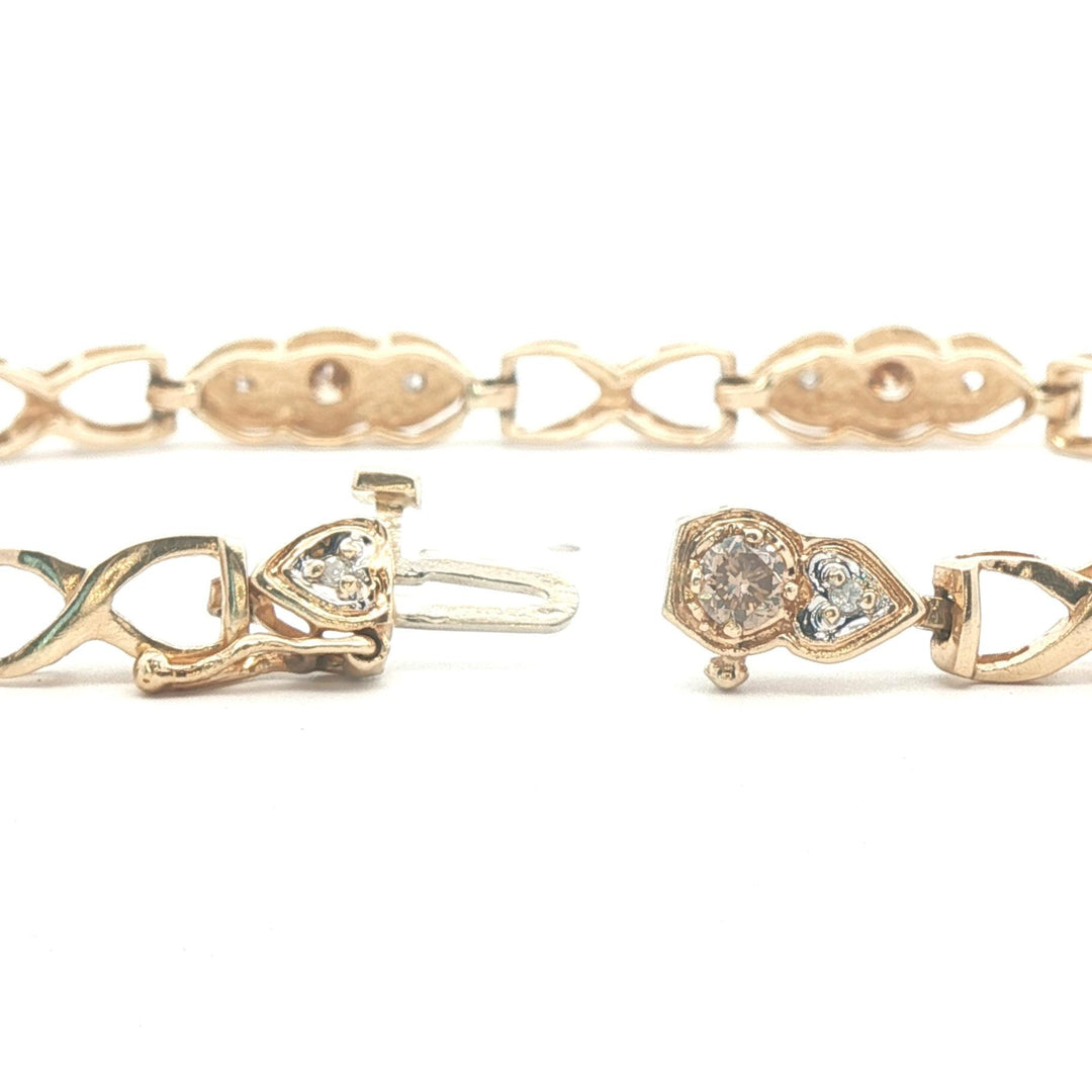 14k Yellow Gold 1cttw Chocolate and White Diamond Link Bracelet 7"