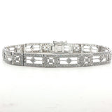 14k White Gold and 1.25cttw Diamond Vintage Filigree Link Bracelet 7"
