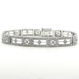 14k White Gold and 1.25cttw Diamond Vintage Filigree Link Bracelet 7"