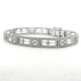 14k White Gold and 1.25cttw Diamond Vintage Filigree Link Bracelet 7"