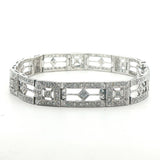 14k White Gold and 1.25cttw Diamond Vintage Filigree Link Bracelet 7"