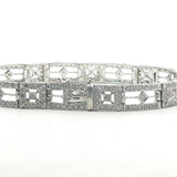 14k White Gold and 1.25cttw Diamond Vintage Filigree Link Bracelet 7"