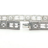 14k White Gold and 1.25cttw Diamond Vintage Filigree Link Bracelet 7"