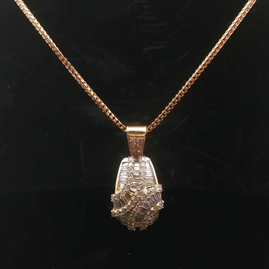 14k Yellow Gold and 1.75cttw Diamond Franco Link Pendant Necklace 18" or 20"