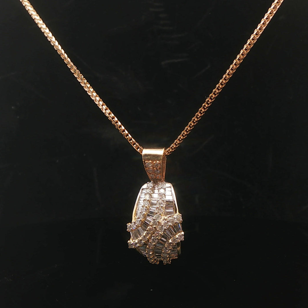 14k Yellow Gold and 1.75cttw Diamond Franco Link Pendant Necklace 18" or 20"
