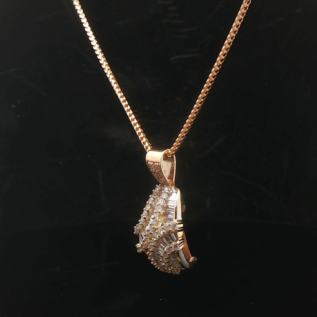 14k Yellow Gold and 1.75cttw Diamond Franco Link Pendant Necklace 18" or 20"