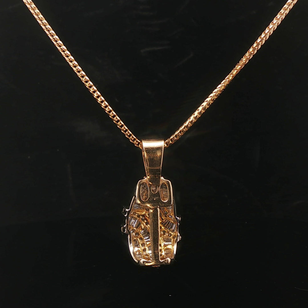 14k Yellow Gold and 1.75cttw Diamond Franco Link Pendant Necklace 18" or 20"