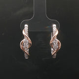 14k White and Rose Gold 0.50cttw Diamond Fancy Hoop Earrings