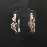 14k White and Rose Gold 0.50cttw Diamond Fancy Hoop Earrings