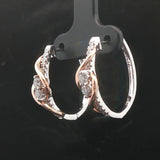 14k White and Rose Gold 0.50cttw Diamond Fancy Hoop Earrings